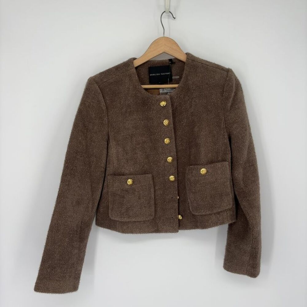 English Factory Cropped Jacket Brown